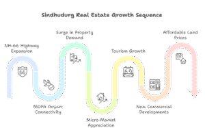 Real Estate Growth in Sindhudurg including NH-66 expansion, MOPA Airport, tourism surge, villa plot demand, and ROI potential.
