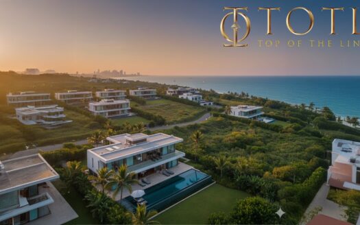 Aerial view of luxury villas in prime locations showcasing private gardens, open spaces, and standalone homes for high-end living.