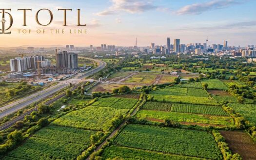 Main banner showing land investment in India with visual of open land, infrastructure growth, and real estate development highlighting long-term investment potential